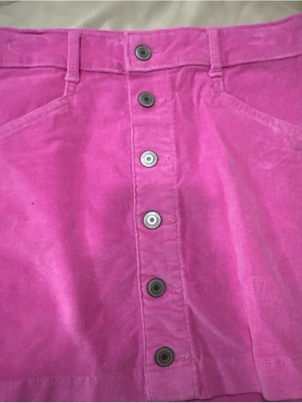 SO Hot Pink Button-Front Corduroy Skirt